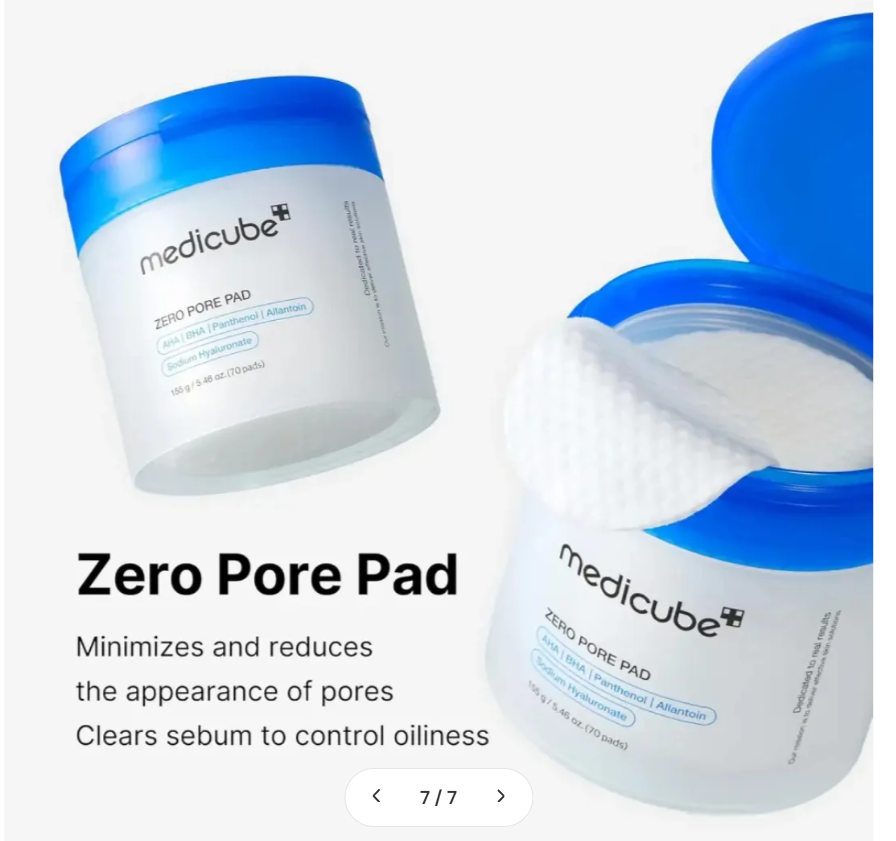 Medicube Zero Pore Pad – Tampons Exfoliants AHA/BHA pour Pores & Grain de Peau – 70 Pads
