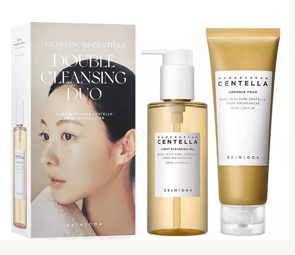Skin1004 Madagascar Centella Double Cleansing Duo – Huile Démaquillante + Mousse Nettoyante
