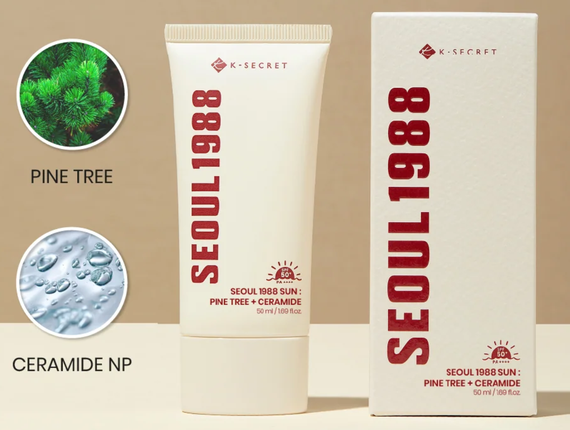 K-Secret Seoul 1988 Sun Cream SPF50+ PA++++ – Pine Tree & Ceramide (50ml)