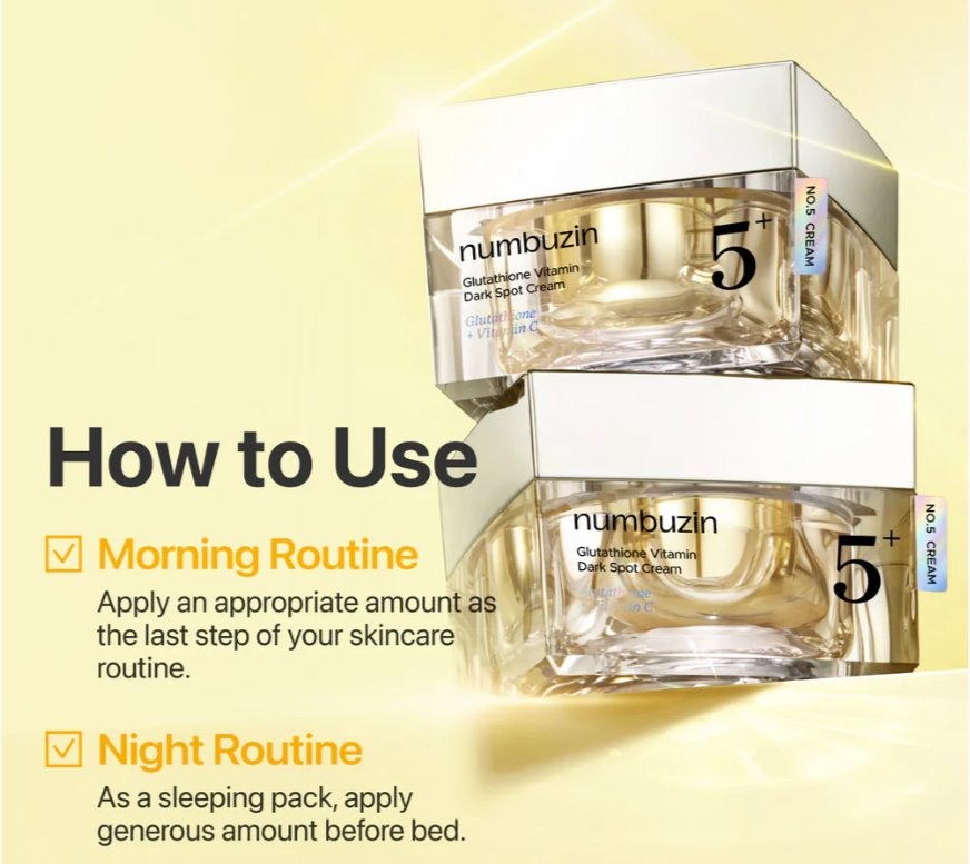 Numbuzin No.5+ Glutathione Vitamin Dark Spot Cream – Crème Anti-Taches Éclat (50ml)