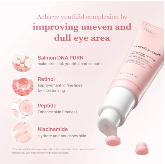 Medicube PDRN Pink Peptide Eye Cream – Crème Contour des Yeux Anti-Âge & Éclat (30ml)