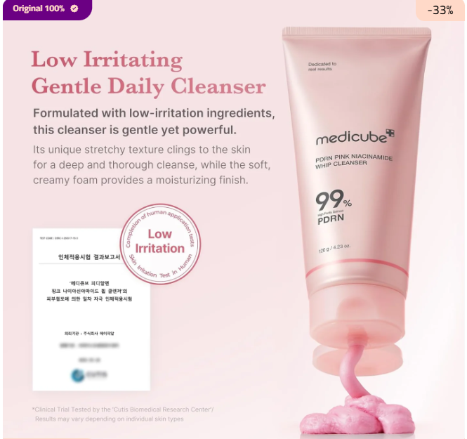 Medicube PDRN Pink Niacinamide Whip Cleanser