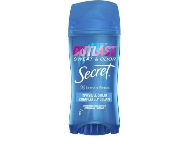 Secret Outlast Antiperspirant Déodorant– Protection 72h Sueur & Odeurs, Invisible Solid, Parfum Completely Clean