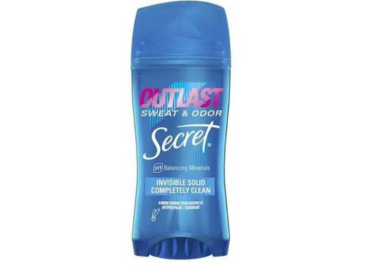 Secret Outlast Antiperspirant Déodorant– Protection 72h Sueur & Odeurs, Invisible Solid, Parfum Completely Clean