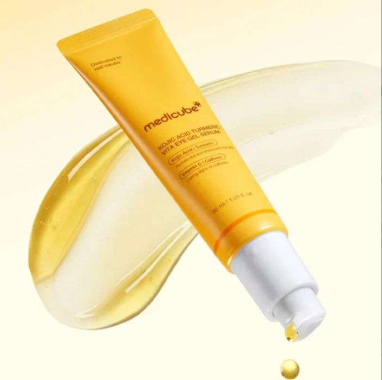 Medicube Kojic Acid Turmeric Vita Eye Gel Serum – Sérum Gel Contour des Yeux Éclat & Anti-Cernes – 30 ml