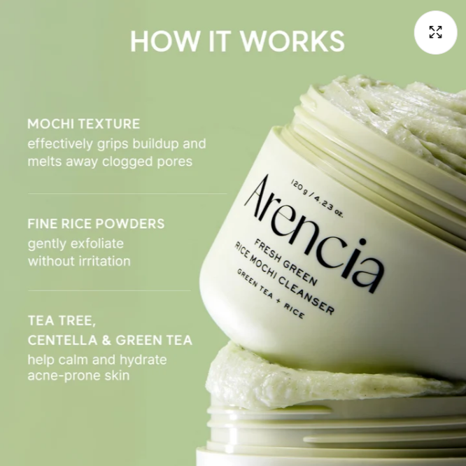 Arencia Fresh Green Rice Mochi Cleanser 120 g – Nettoyant Visage au Riz Vert