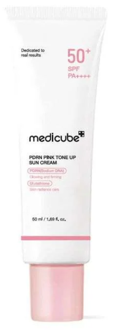 MEDICUBE PDRN Pink Tone Up Sun Cream SPF50+ PA++++ – Crème Solaire Rose Éclat 50 ml
