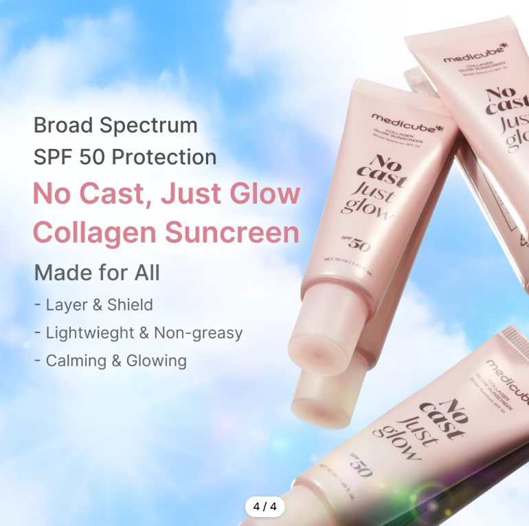 MEDICUBE No Cast Just Glow Collagen Sunscreen SPF50 – Écran Solaire Collagène 50 ml